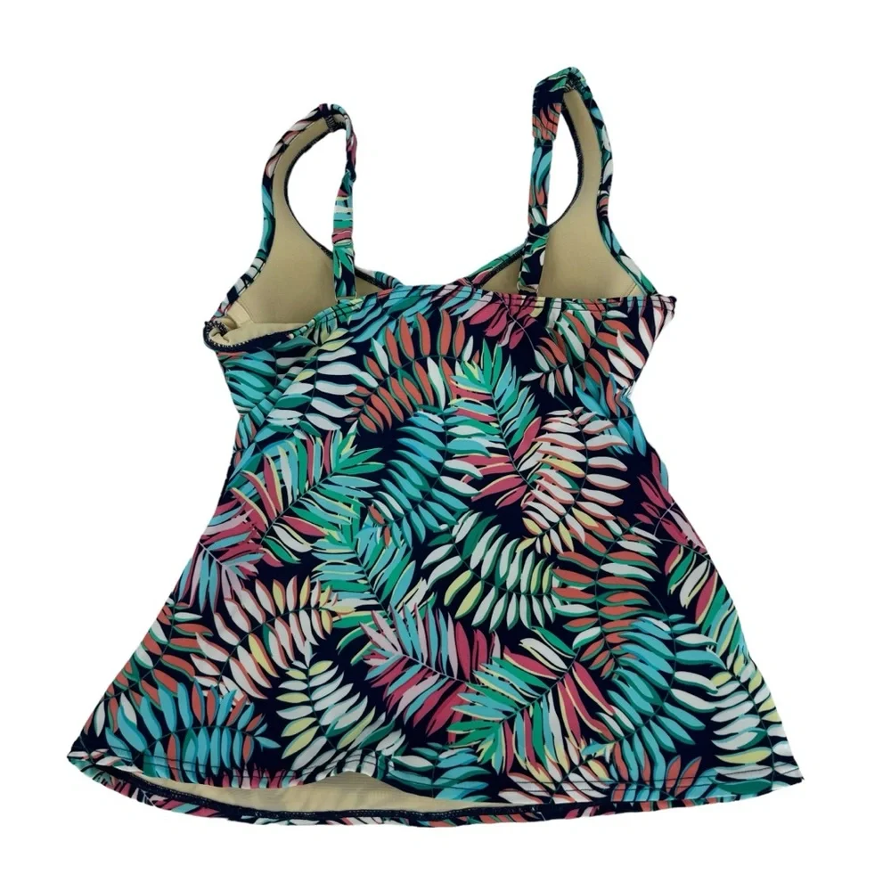 *Women’s Talbots 6 Two-Piece Green/Blue/Punk Tropical Print Tankini Bathing Suit